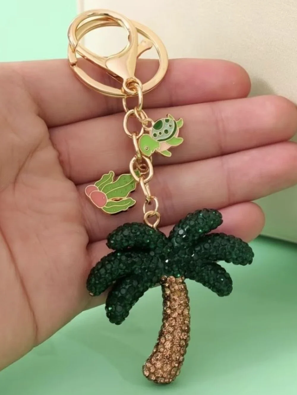 Rhinestone Palm Tree Bag Charm/ Keychain NEW